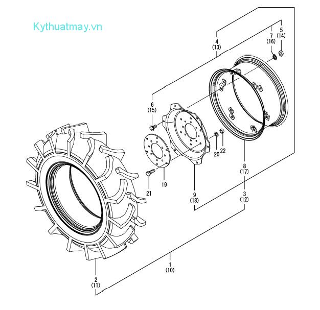 Lốp bánh xe sau (13.6-26-6) (có thể thay đổi)